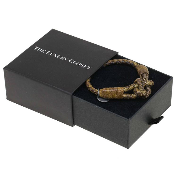 Pre Owned Bottega Veneta Olive Intrecciato Leather Bracelet 17cm