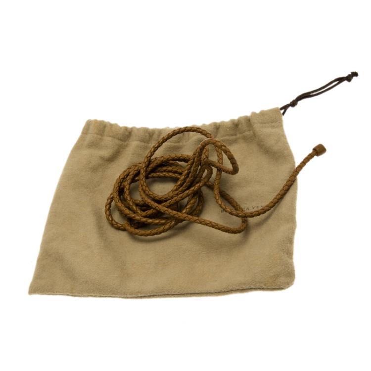 Pre Owned Bottega Veneta Brown Intrecciato Woven Leather Rope Belt