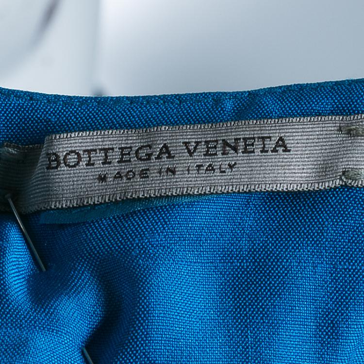Pre Owned Bottega Veneta Blue Sleeveless Belted Dress S