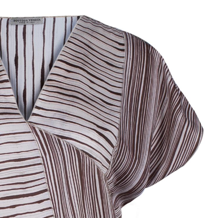 مملوكة مسبقًا Bottega Veneta Brown Printed Silk Top M