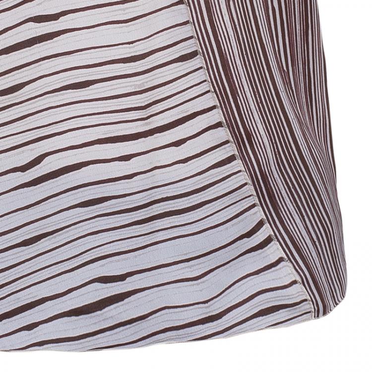 مملوكة مسبقًا Bottega Veneta Brown Printed Silk Top M