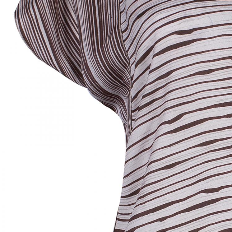 مملوكة مسبقًا Bottega Veneta Brown Printed Silk Top M