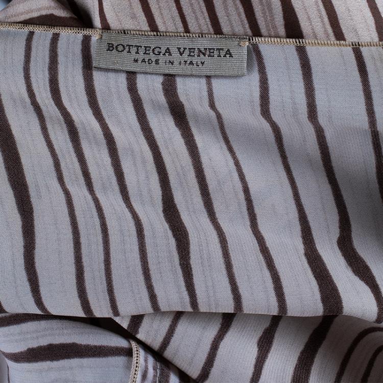 مملوكة مسبقًا Bottega Veneta Brown Printed Silk Top M