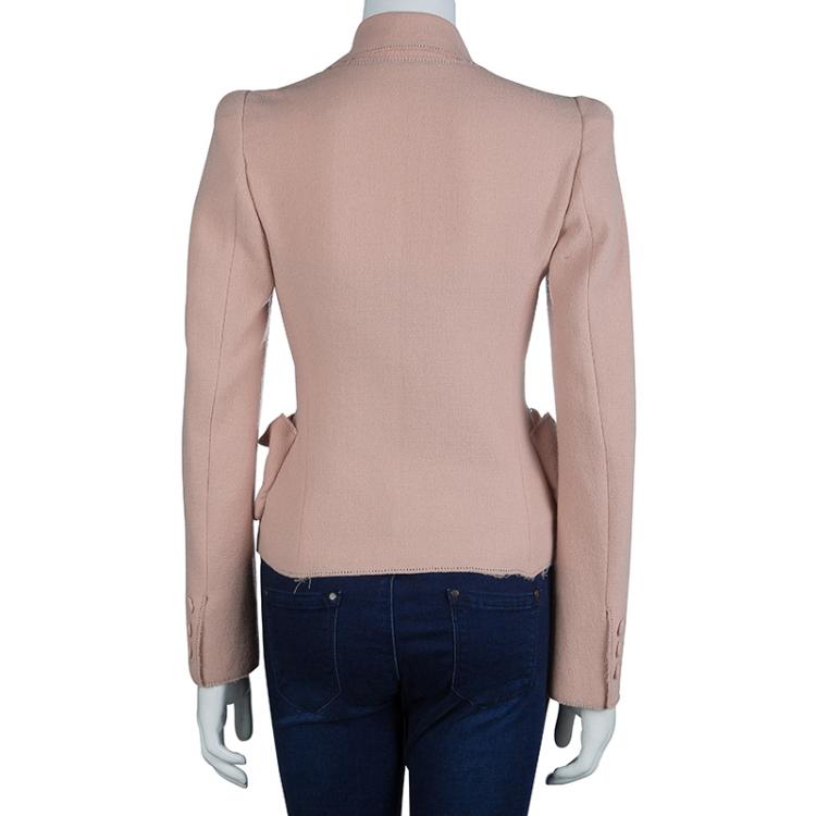 Pre Owned Bottega Veneta Pale Pink Wool Blazer S