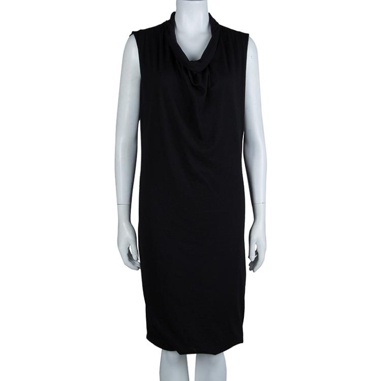 Pre Owned Bottega Veneta Black Cashmere Sleeveless Cowl Neck Dress S
