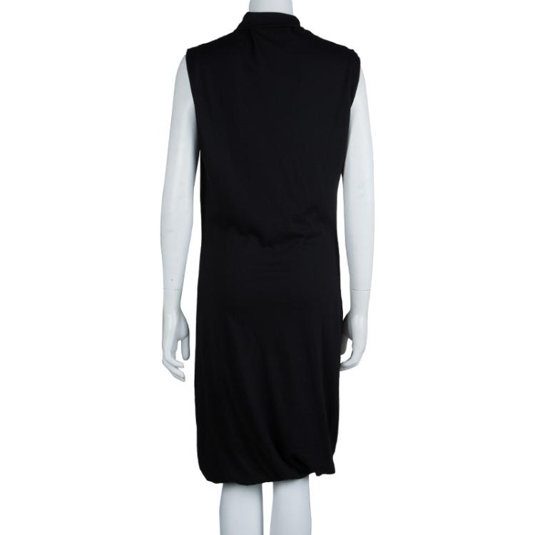 Pre Owned Bottega Veneta Black Cashmere Sleeveless Cowl Neck Dress S