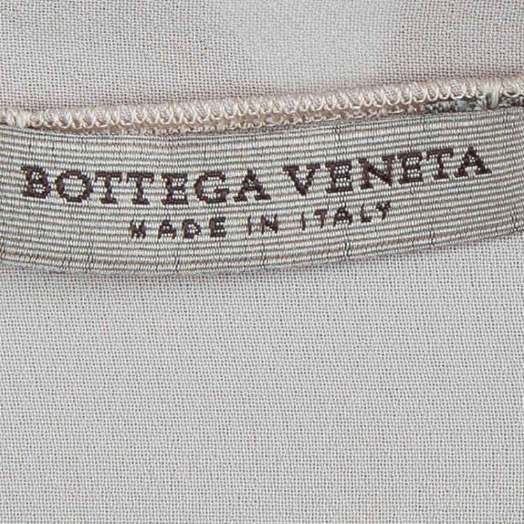 Pre Owned Bottega Veneta Beige Metallic Leather Panel Detail Sheer Sleeveless Top M