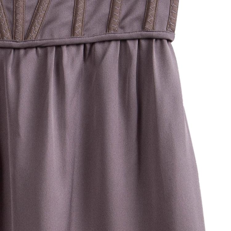 Pre Owned Bottega Veneta Dull Purple Silk Strapless Corset Dress S