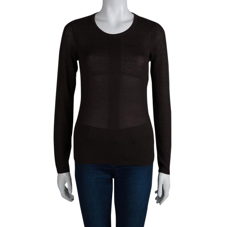Pre Owned Bottega Veneta Brown Cashmere Sweater M