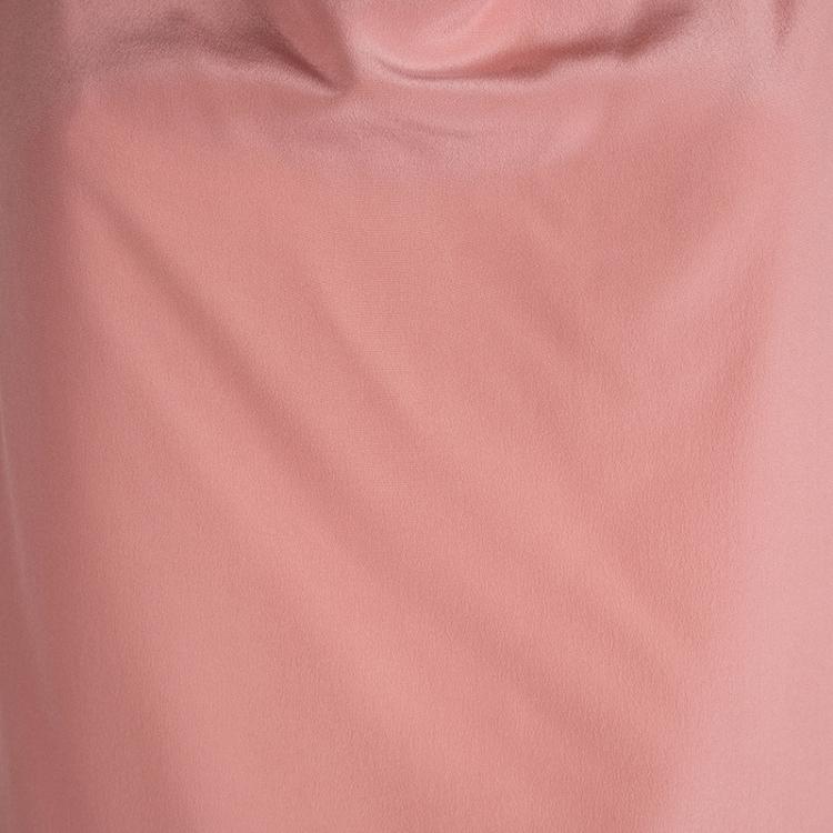 Pre Owned Bottega Veneta Coral Pink Silk Smocking Detail Top S