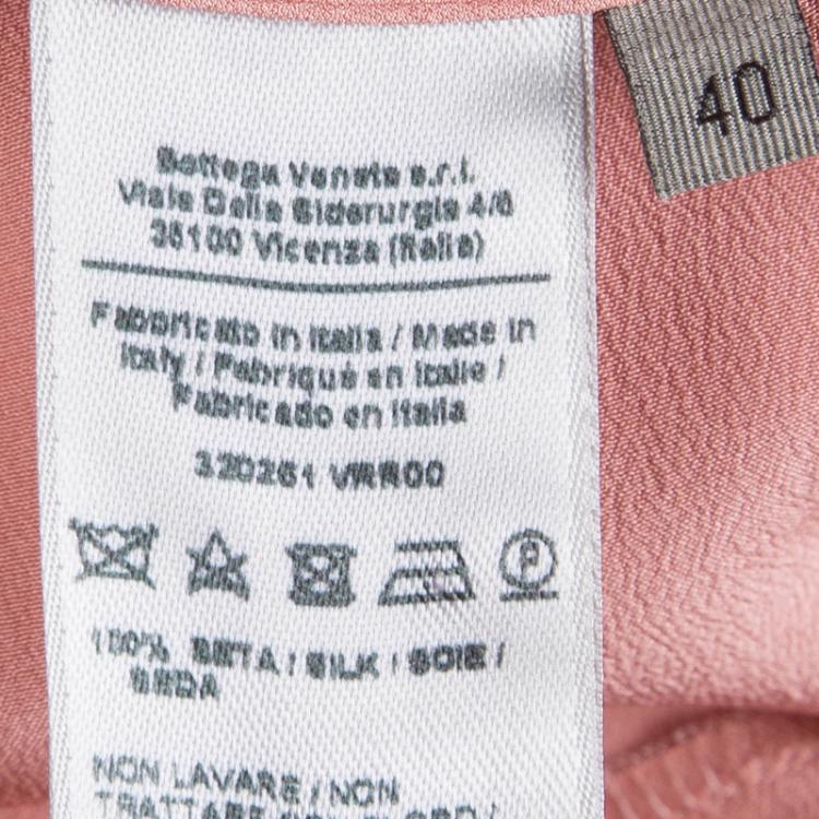 Pre Owned Bottega Veneta Coral Pink Silk Smocking Detail Top S