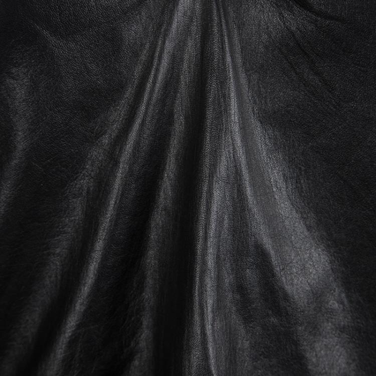 Pre Owned Bottega Veneta Black Draped Leather Strapless Top M