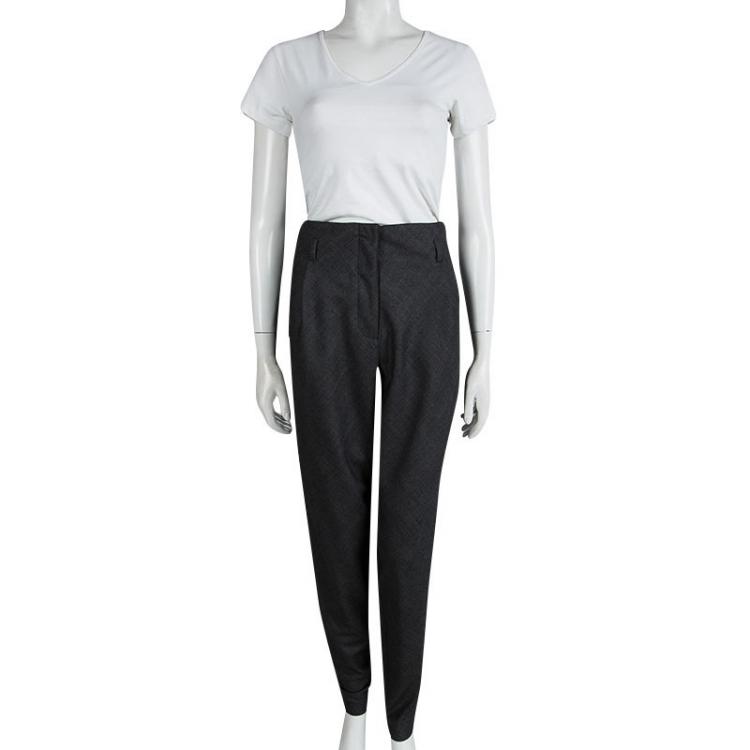 Pre Owned Bottega Veneta Grey Glen Plaid Wool Trousers M