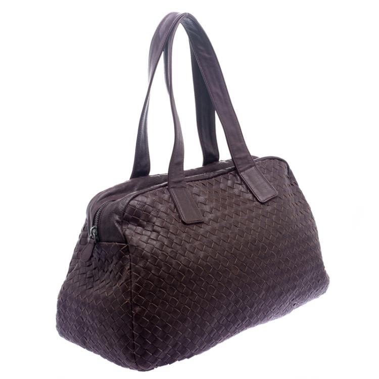 Pre Owned Bottega Veneta Ebano Intrecciato Leather Satchel