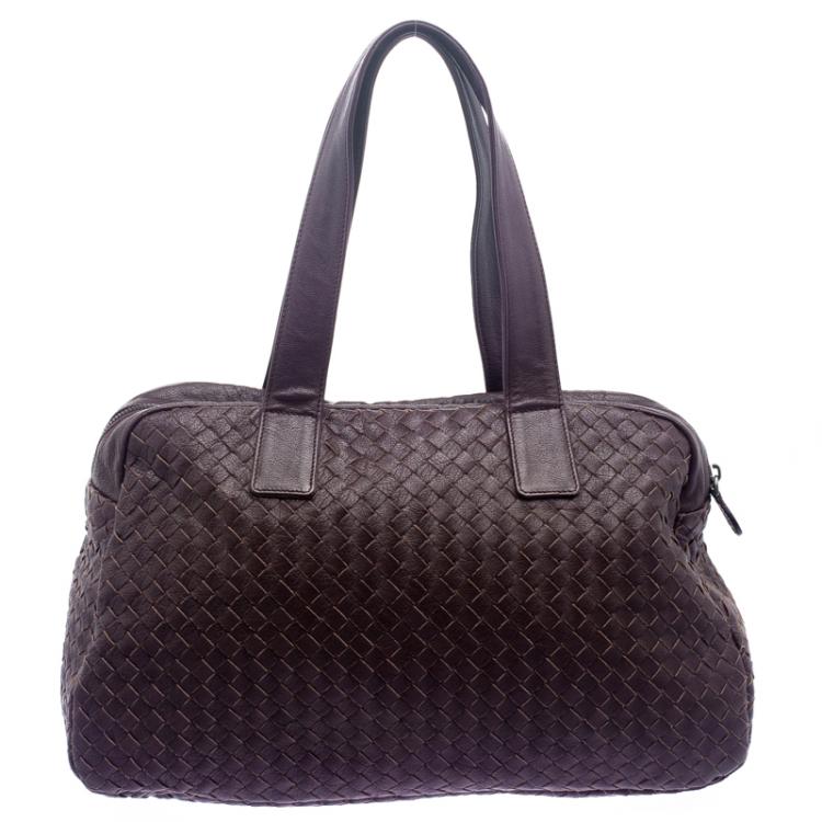 Pre Owned Bottega Veneta Ebano Intrecciato Leather Satchel