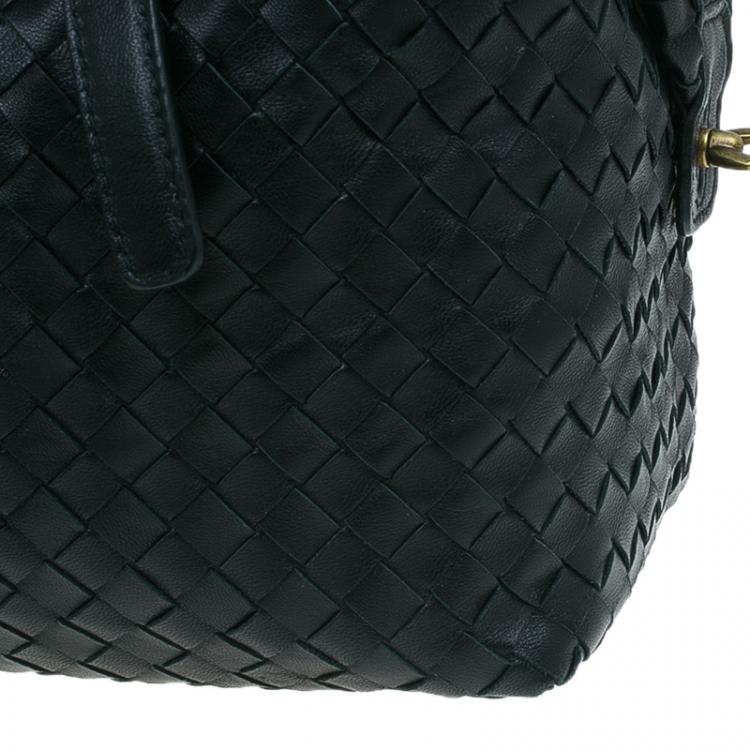 Pre Owned Bottega Veneta Black Intrecciato Leather Montaigne Satchel Bag