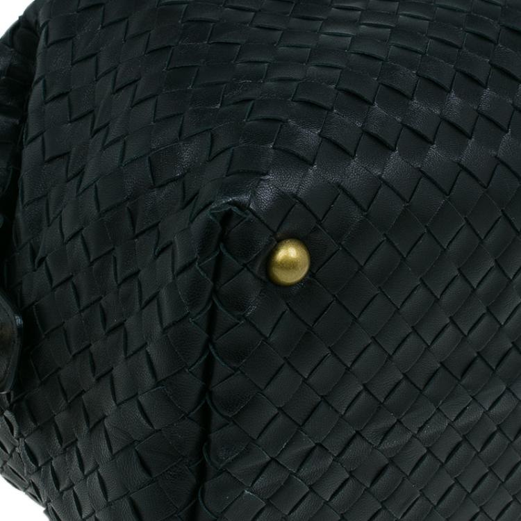 Pre Owned Bottega Veneta Black Intrecciato Leather Montaigne Satchel Bag