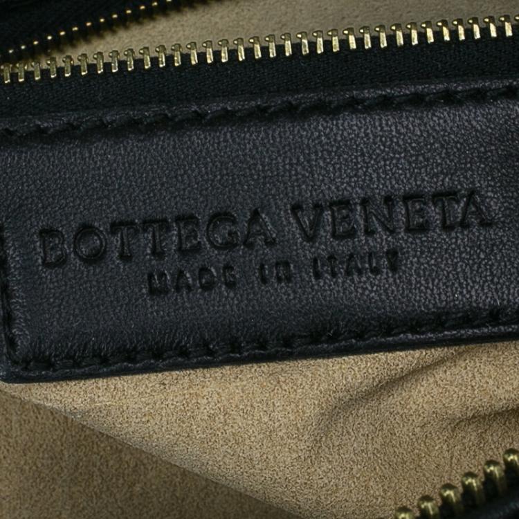 Pre Owned Bottega Veneta Black Intrecciato Leather Montaigne Satchel Bag