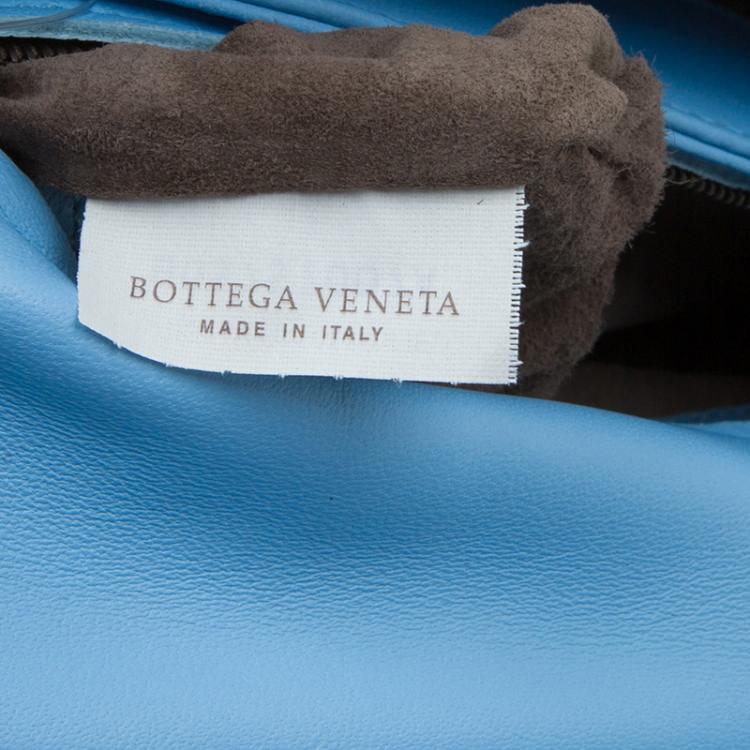 Pre Owned Bottega Veneta Baby Blue Intrecciato Leather Small Olimpia Top Handle Bag