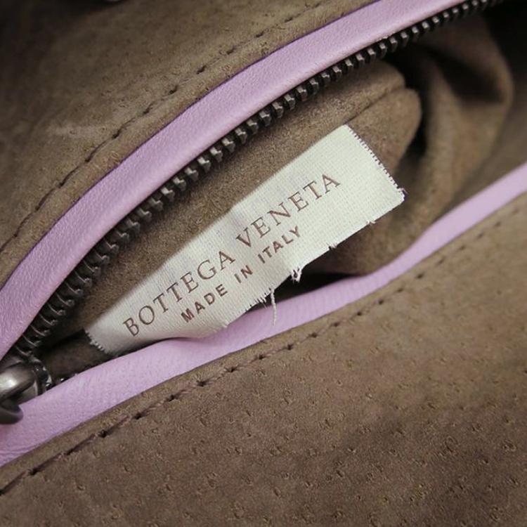 Pre Owned Bottega Veneta Light Purple Intrecciato Nappa Leather Messenger Bag
