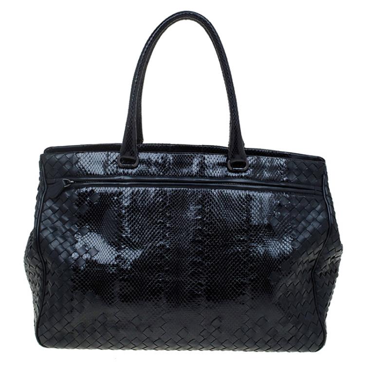 bottega veneta black woven leather bag