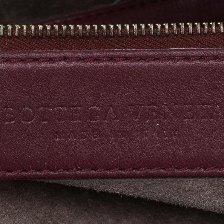 Pre Owned Bottega Veneta Burgundy Intrecciato Leather Montaigne Satchel