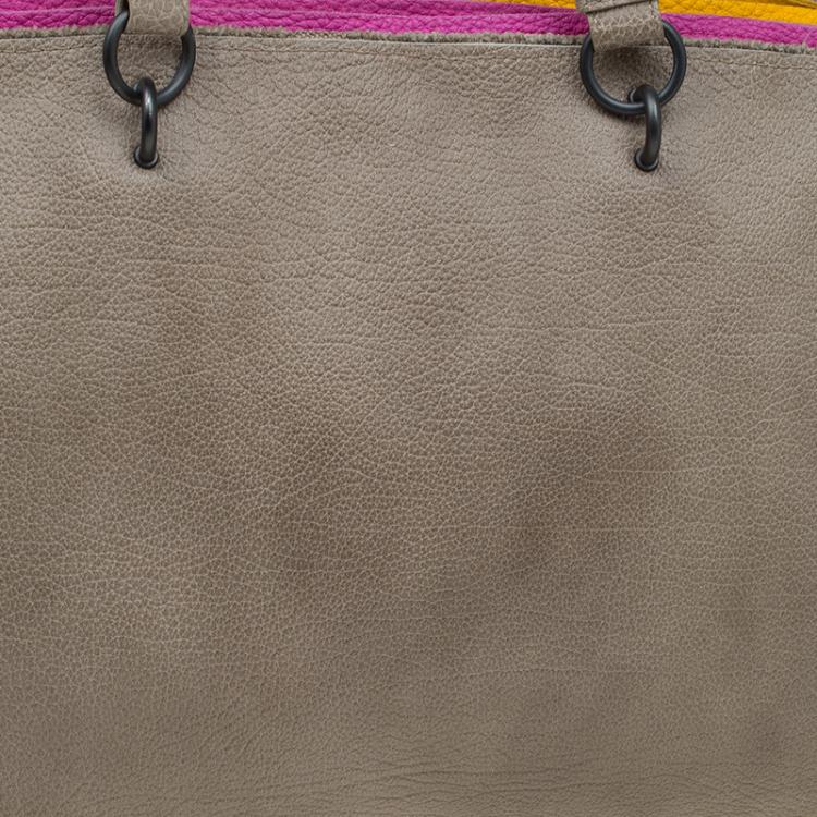 Pre Owned Bottega Veneta Multicolor Pebbled Leather Double Zip Satchel