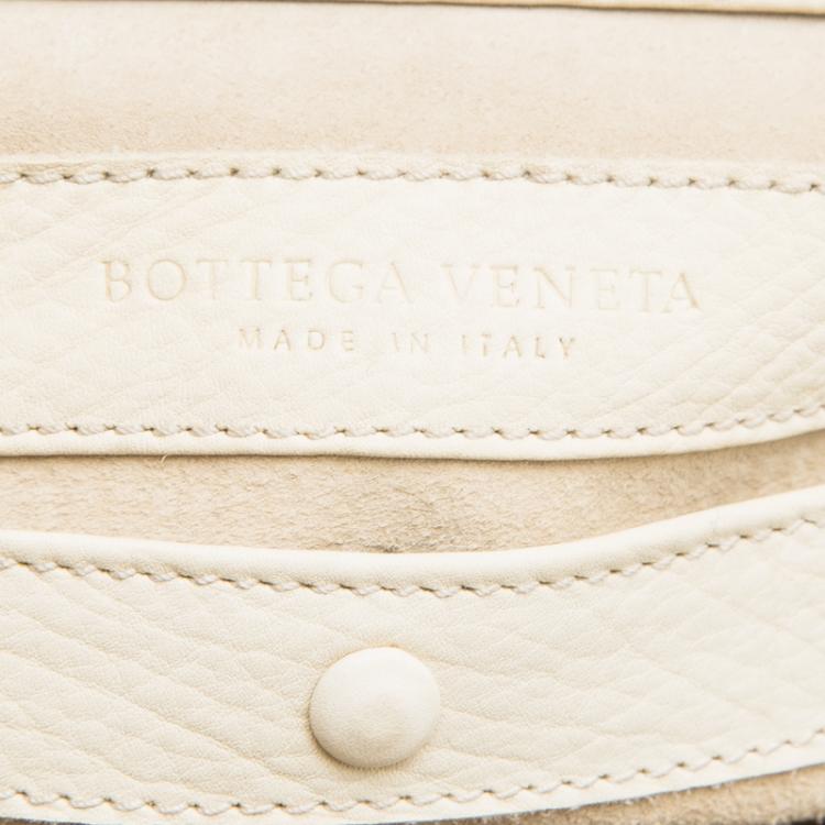 Pre Owned Bottega Veneta Cream Leather Ruched Bag