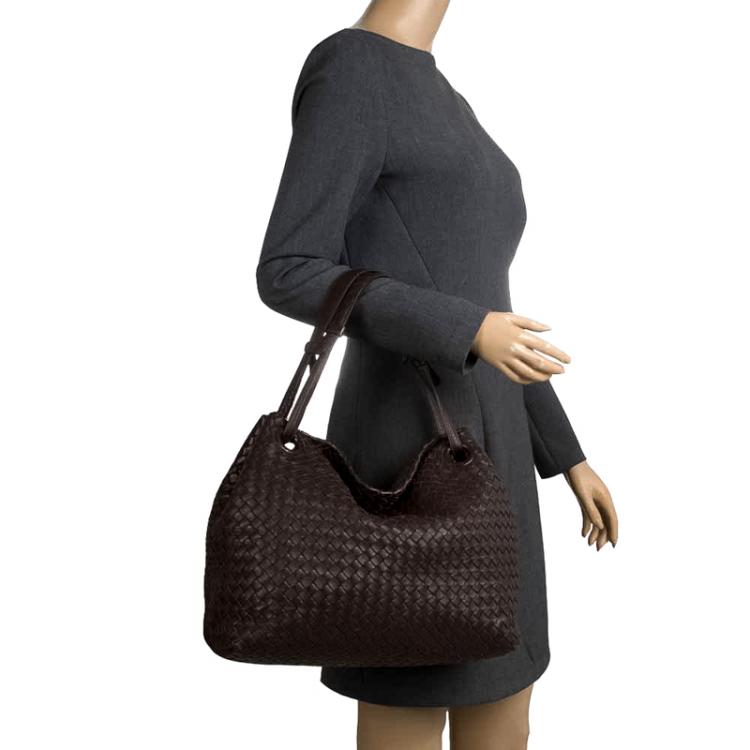 Dark brown Medium Intrecciato leather handbag