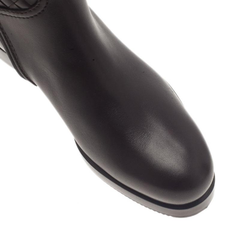 Pre Owned Bottega Veneta Brown Intrecciato Leather Boots Size 37