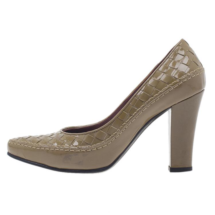 Pre Owned Bottega Veneta Tan Intrecciato Leather Pumps Size 35.5 