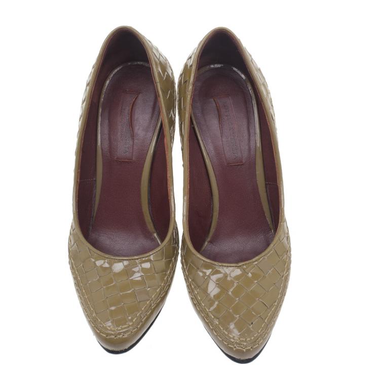 Pre Owned Bottega Veneta Tan Intrecciato Leather Pumps Size 35.5 