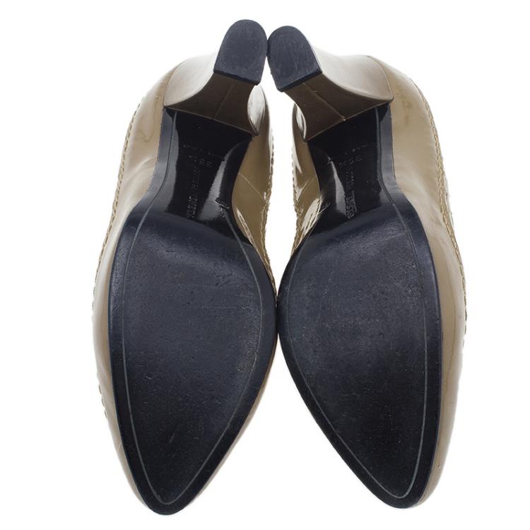 Pre Owned Bottega Veneta Tan Intrecciato Leather Pumps Size 35.5 