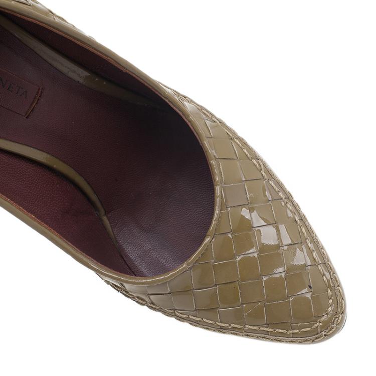 Pre Owned Bottega Veneta Tan Intrecciato Leather Pumps Size 35.5 