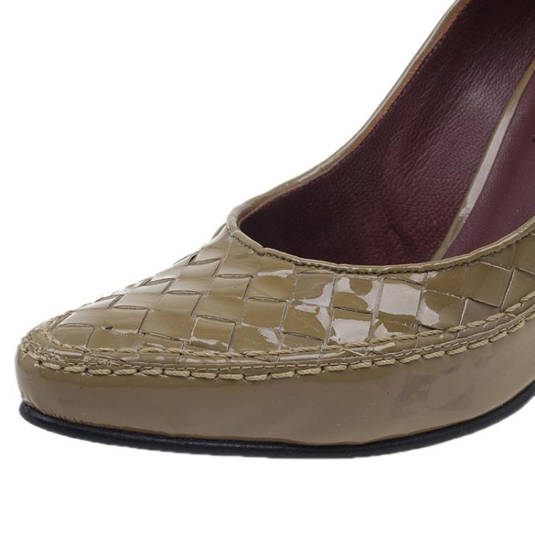 Pre Owned Bottega Veneta Tan Intrecciato Leather Pumps Size 35.5 