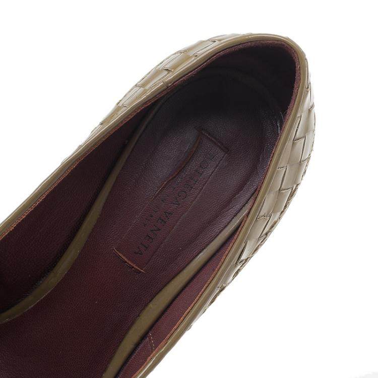 Pre Owned Bottega Veneta Tan Intrecciato Leather Pumps Size 35.5 