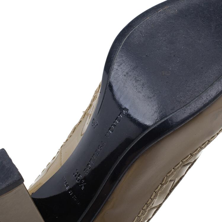 Pre Owned Bottega Veneta Tan Intrecciato Leather Pumps Size 35.5 
