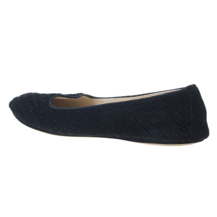 Pre Owned Bottega Veneta Black Intrecciato Suede Carpet Slippers Size 39.5