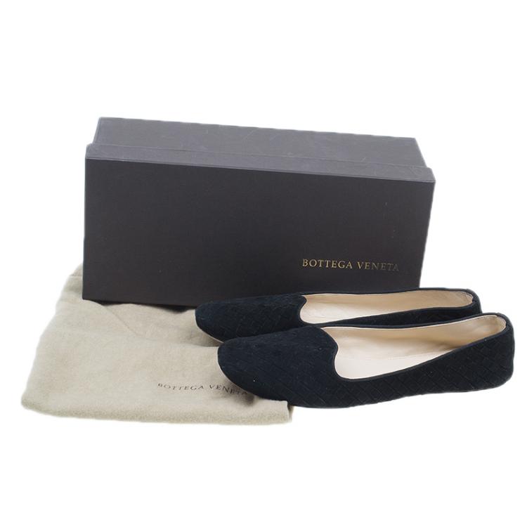 Pre Owned Bottega Veneta Black Intrecciato Suede Carpet Slippers Size 39.5