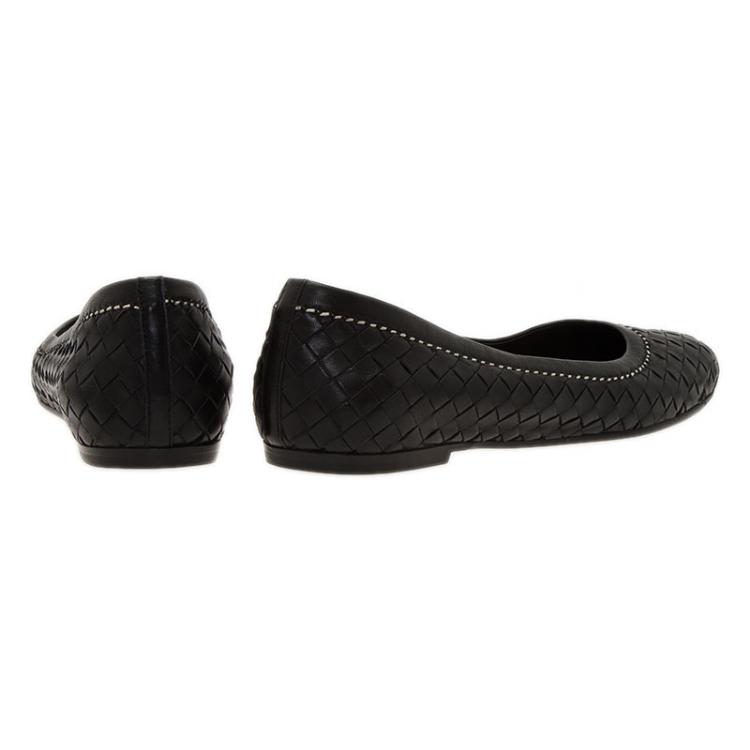Pre Owned Bottega Veneta Black Intrecciato Leather Ballet Flats Size 41