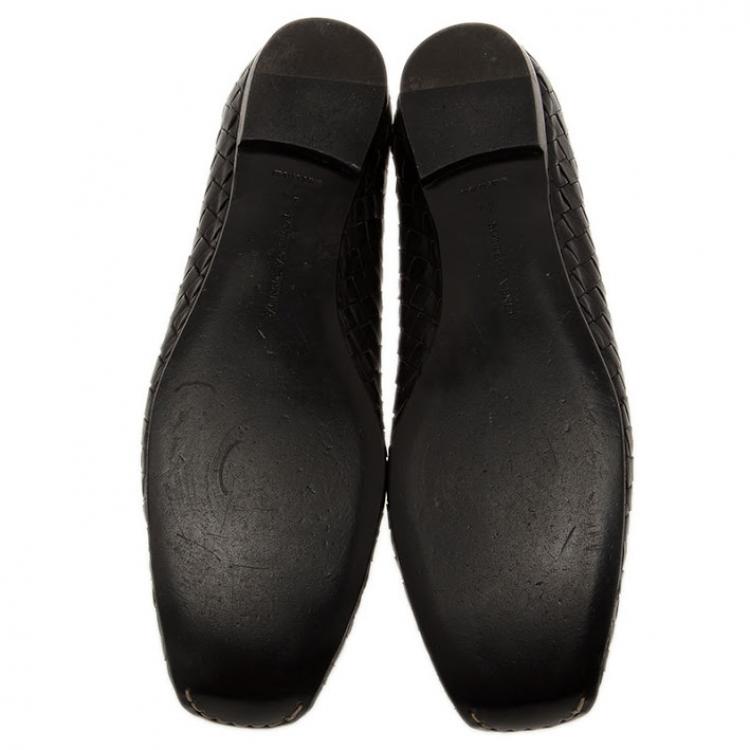 Pre Owned Bottega Veneta Black Intrecciato Leather Ballet Flats Size 41