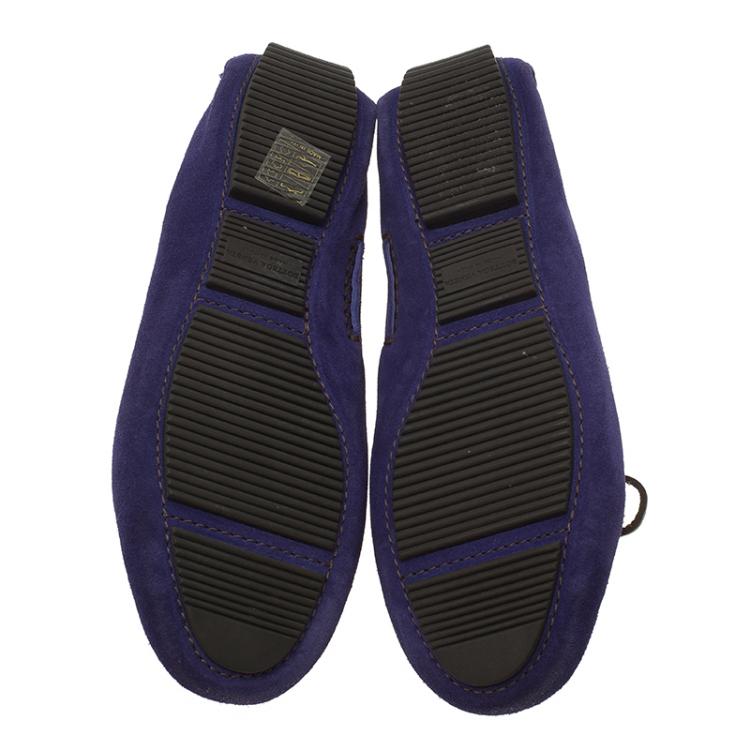 مملوكة مسبقًا Bottega Veneta Purple Intrecciato Suede Bow Loafers Size 36
