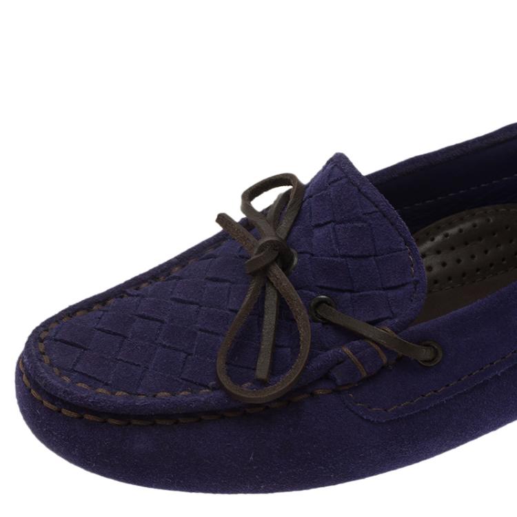 مملوكة مسبقًا Bottega Veneta Purple Intrecciato Suede Bow Loafers Size 36