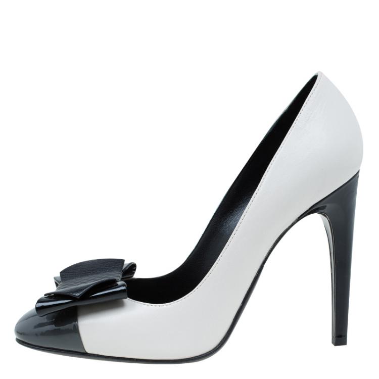 Pre Owned Bottega Veneta Tricolor Patent Intrecciato Bow Pumps Size 37.5
