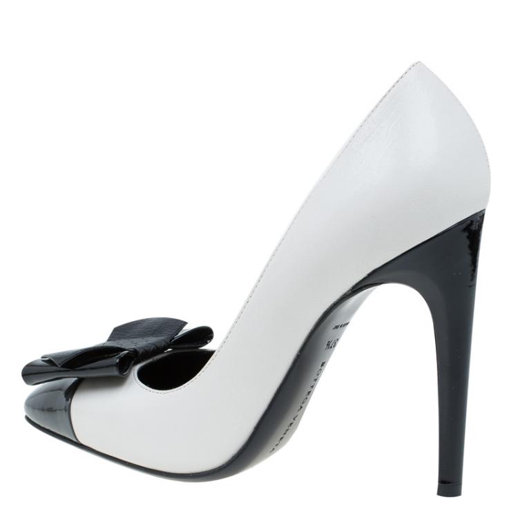 Pre Owned Bottega Veneta Tricolor Patent Intrecciato Bow Pumps Size 37.5