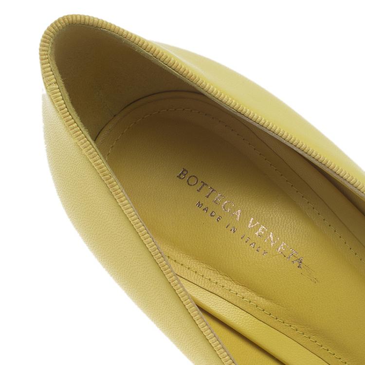 Pre Owned Bottega Veneta Primerose Yellow Leather Bow Embellished Pumps Size 39