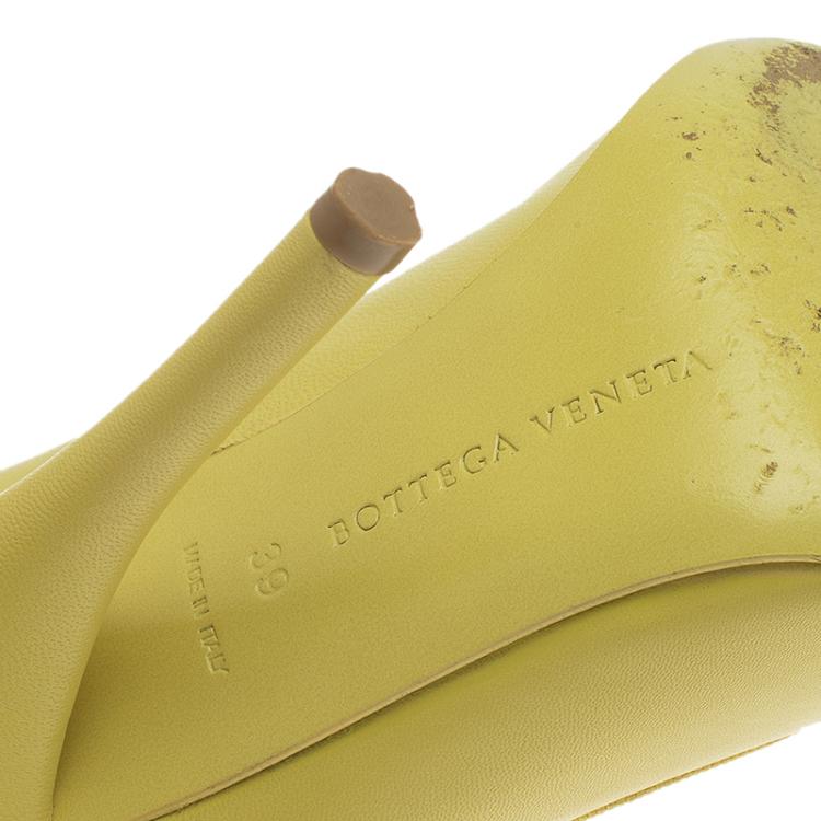 Pre Owned Bottega Veneta Primerose Yellow Leather Bow Embellished Pumps Size 39