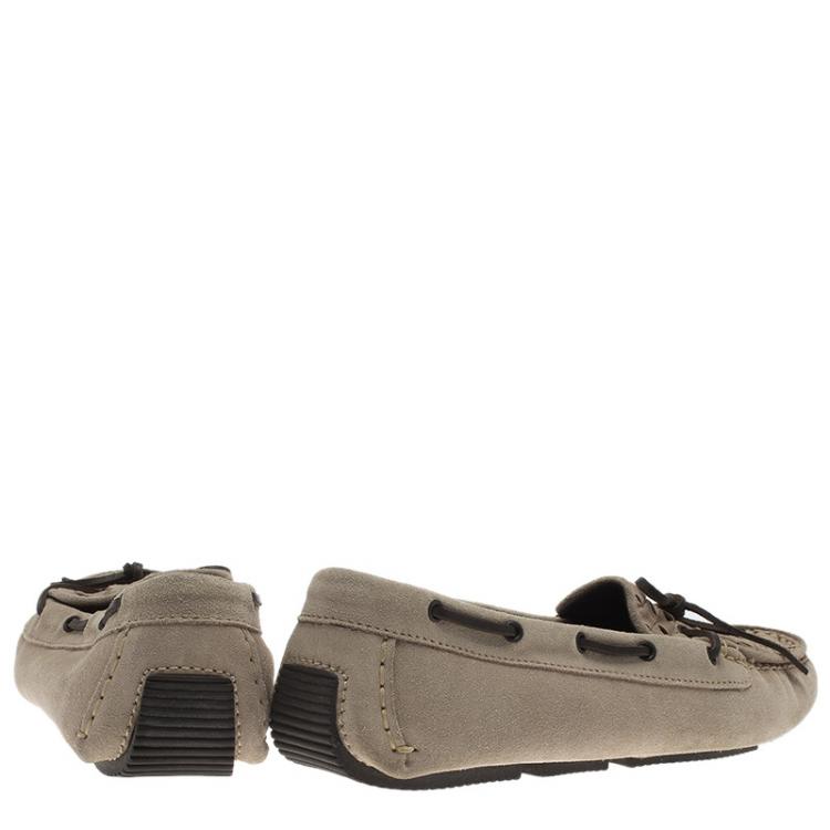 مملوكة مسبقًا Bottega Veneta Beige Intrecciato Suede Bow Loafers Size 39