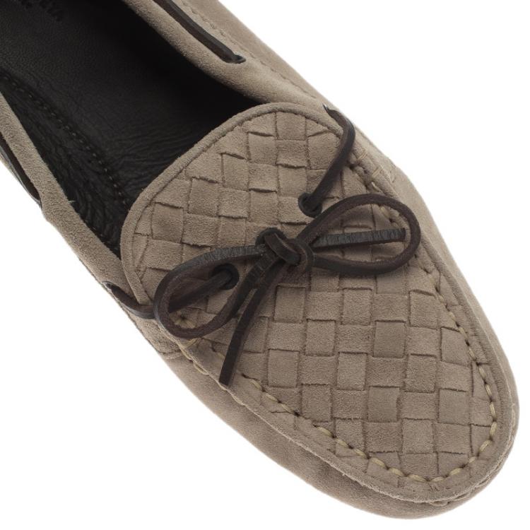 مملوكة مسبقًا Bottega Veneta Beige Intrecciato Suede Bow Loafers Size 39