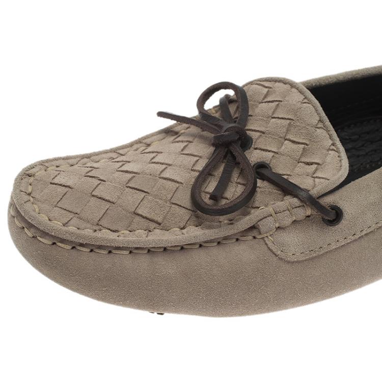 مملوكة مسبقًا Bottega Veneta Beige Intrecciato Suede Bow Loafers Size 39